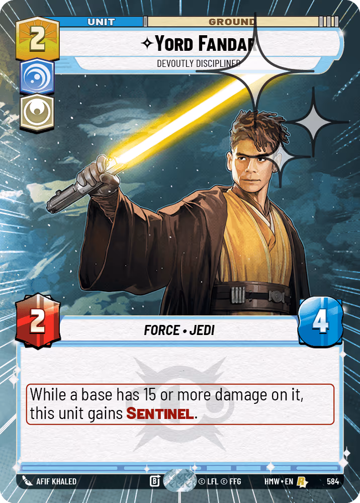 Yord Fandar - Devoutly Disciplined HMW-584 Hyperspace Foil Star Wars Unlimited card