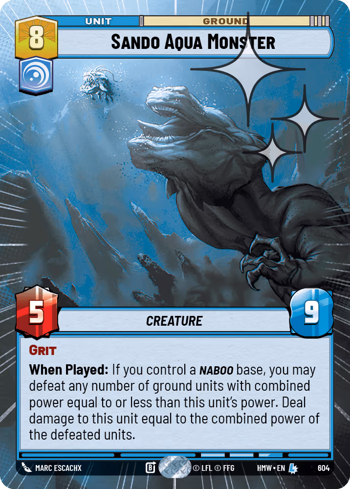 Sando Aqua Monster HMW-604 Hyperspace Foil Star Wars Unlimited card