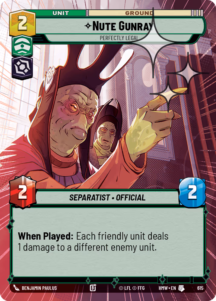 Nute Gunray - Perfectly Legal HMW-615 Hyperspace Foil Star Wars Unlimited card