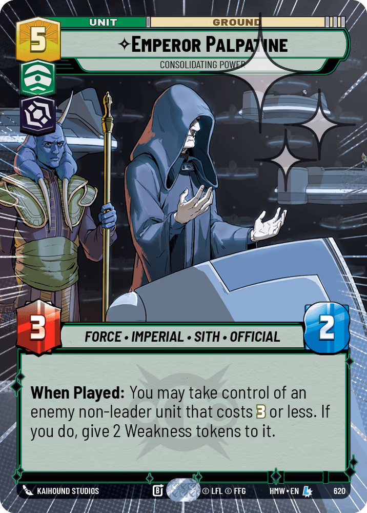 Emperor Palpatine - Consolidating Power HMW-620 Hyperspace Foil Star Wars Unlimited card