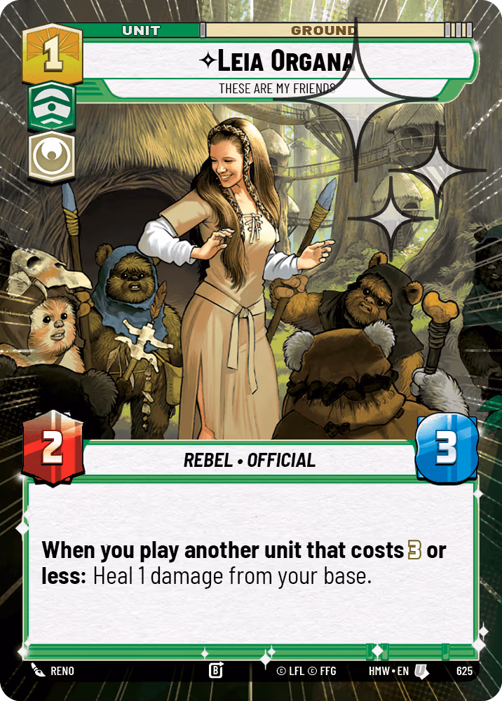 Leia Organa - These are My Friends HMW-625 Hyperspace Foil Star Wars Unlimited card