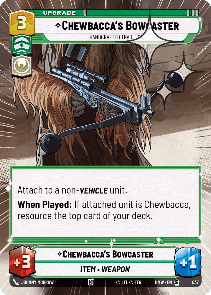 Chewbacca's Bowcaster - Handcrafted Tradition HMW-637 Hyperspace Foil Star Wars Unlimited card