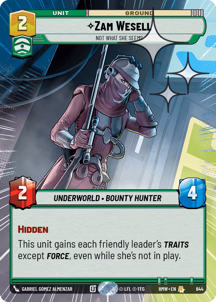 Zam Wesell - Not What She Seems HMW-644 Hyperspace Foil Star Wars Unlimited card