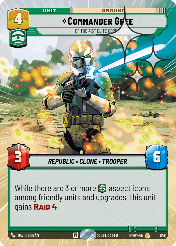 Commander Gree - Of the 41st Elite Corps HMW-648 Hyperspace Foil Star Wars Unlimited card