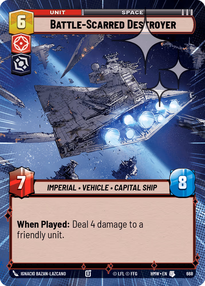 Battle-Scarred Destroyer HMW-668 Hyperspace Foil Star Wars Unlimited card