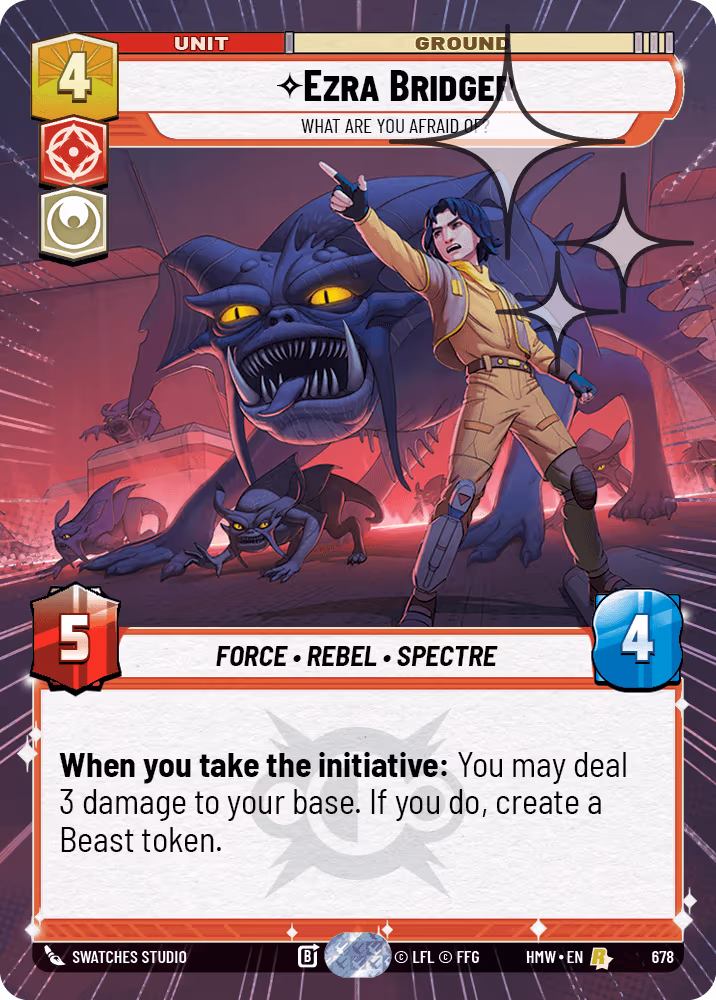 Ezra Bridger - What are you Afraid Of? HMW-678 Hyperspace Foil Star Wars Unlimited card
