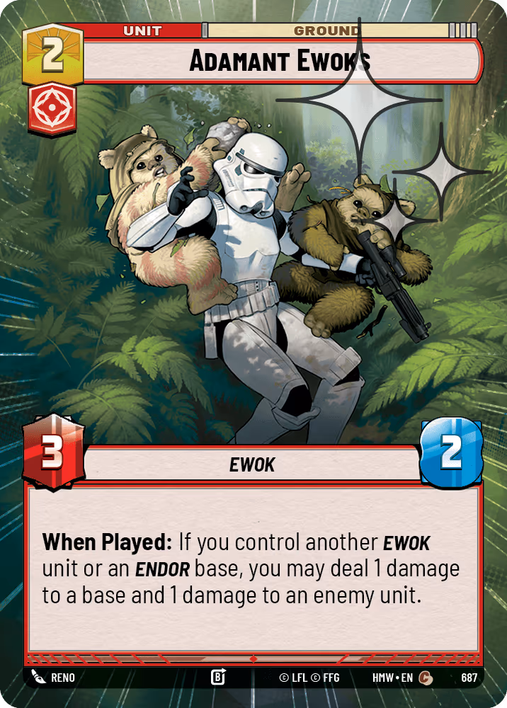 Adamant Ewoks HMW-687 Hyperspace Foil Star Wars Unlimited card