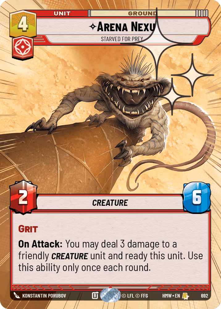 Arena Nexu - Starved for Prey HMW-692 Hyperspace Foil Star Wars Unlimited card