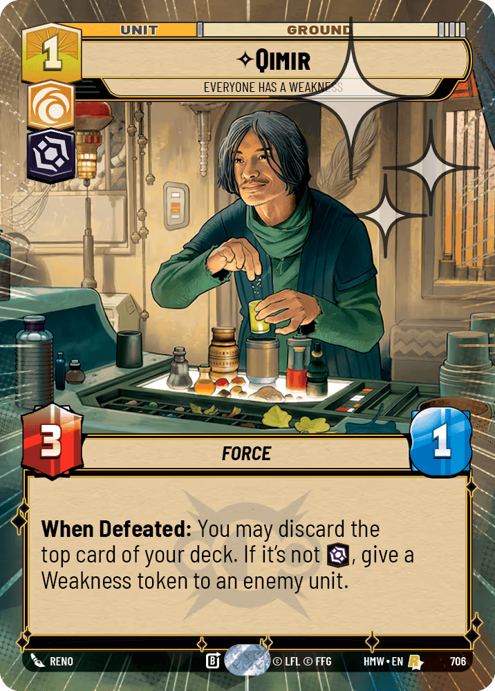 Qimir - Everyone Has a Weakness HMW-706 Hyperspace Foil Star Wars Unlimited card