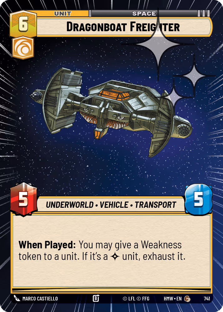 Dragonboat Freighter HMW-741 Hyperspace Foil Star Wars Unlimited card