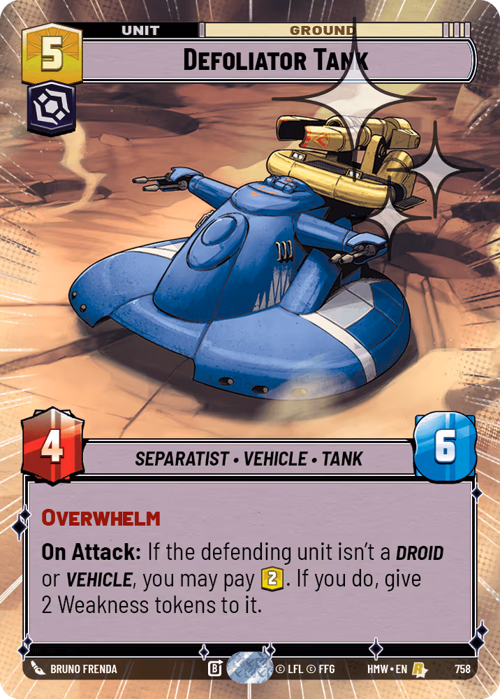 Defoliator Tank HMW-758 Hyperspace Foil Star Wars Unlimited card