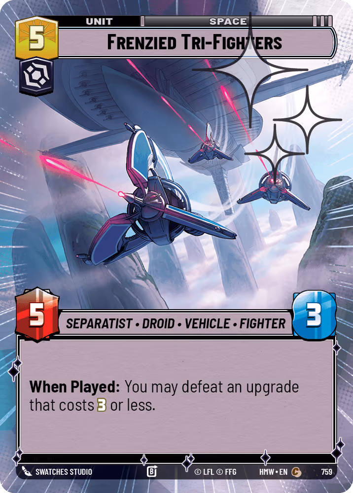 Frenzied Tri-Fighters HMW-759 Hyperspace Foil Star Wars Unlimited card