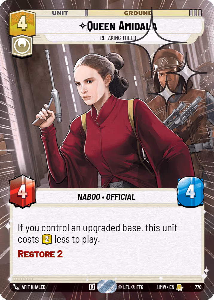 Queen Amidala - Retaking Theed HMW-770 Hyperspace Foil Star Wars Unlimited card