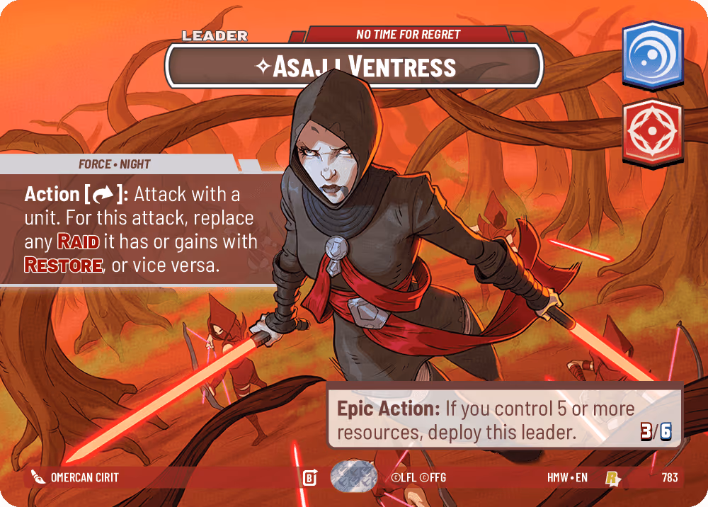 Asajj Ventress - No Time for Regret HMW-783 Showcase Star Wars Unlimited card