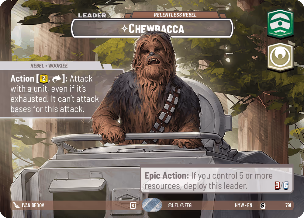 Chewbacca - Relentless Rebel HMW-791 Showcase Star Wars Unlimited card