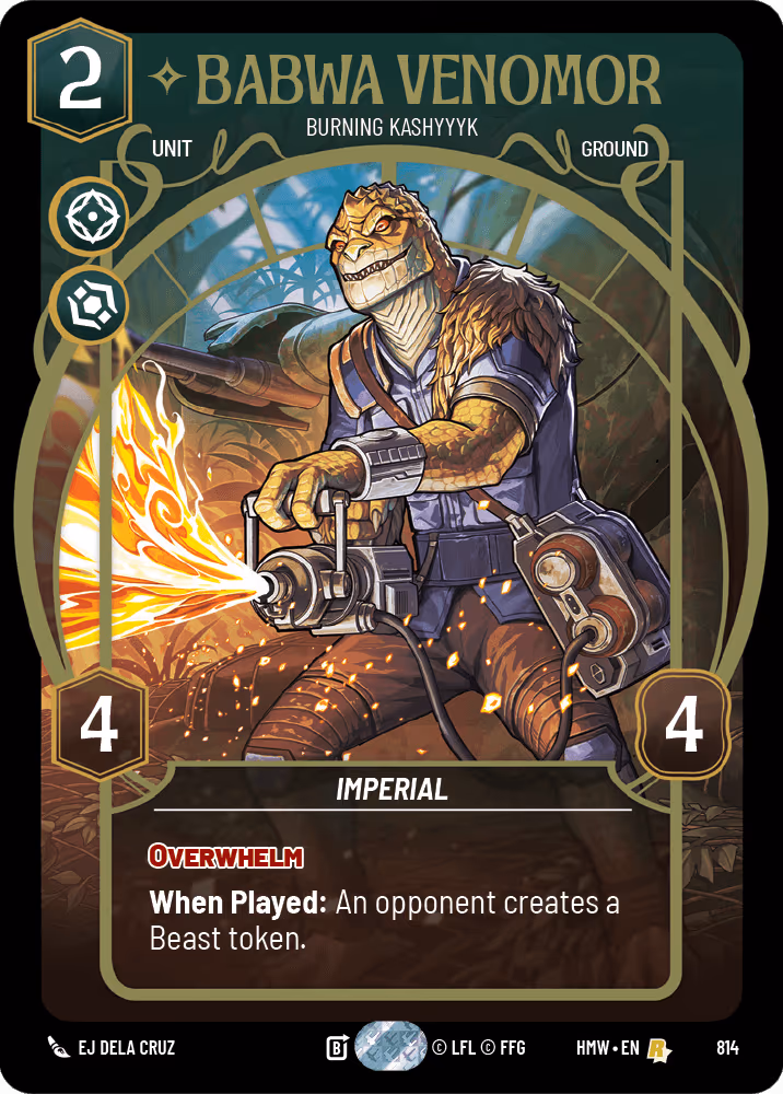 Babwa Venomor - Burning Kashyyyk HMW-814 Prestige Star Wars Unlimited card