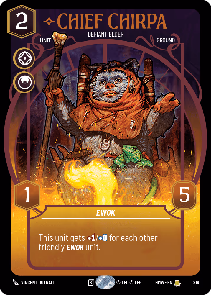 Chief Chirpa - Defiant Elder HMW-818 Prestige Star Wars Unlimited card