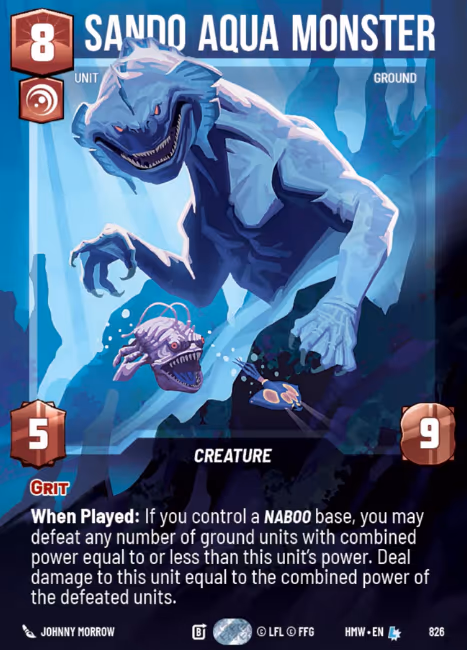 Sando Aqua Monster HMW-826 Prestige Star Wars Unlimited card