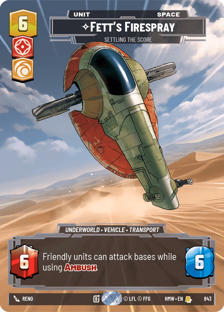 Fett's Firespray - Settling the Score HMW-843 Prestige Star Wars Unlimited card