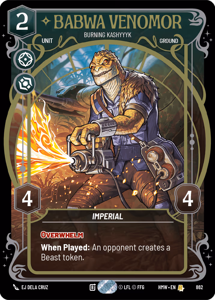 Babwa Venomor - Burning Kashyyyk HMW-862 Prestige Foil Star Wars Unlimited card