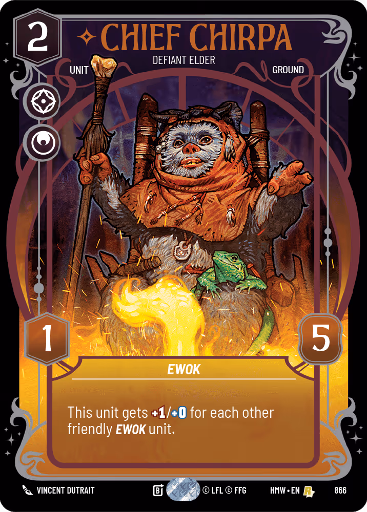 Chief Chirpa - Defiant Elder HMW-866 Prestige Foil Star Wars Unlimited card