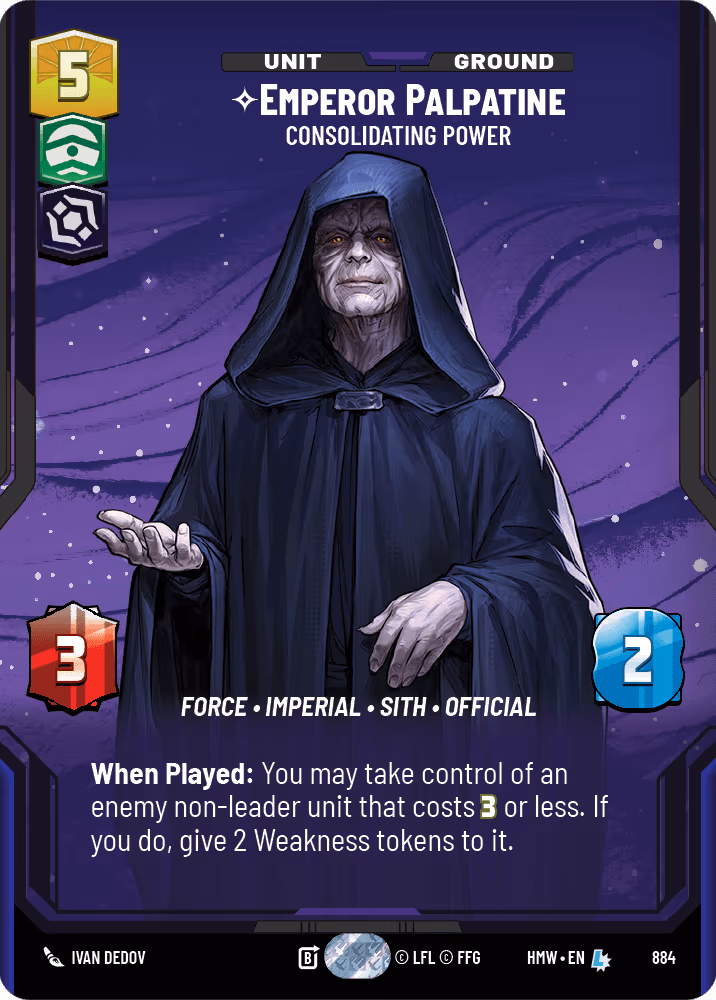 Emperor Palpatine - Consolidating Power HMW-884 Prestige Foil Star Wars Unlimited card