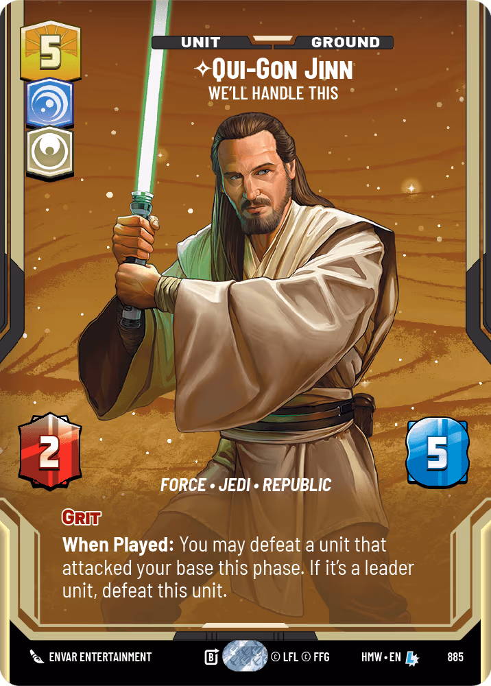 Qui-Gon Jinn - We'll Handle This HMW-885 Prestige Foil Star Wars Unlimited card