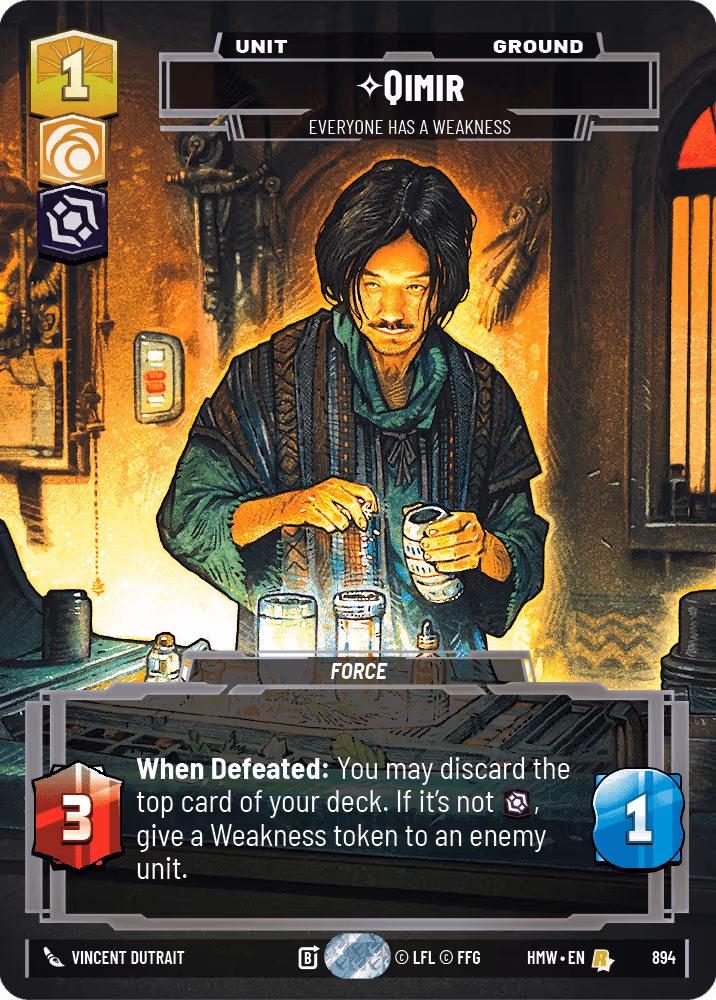 Qimir - Everyone Has a Weakness HMW-894 Prestige Foil Star Wars Unlimited card