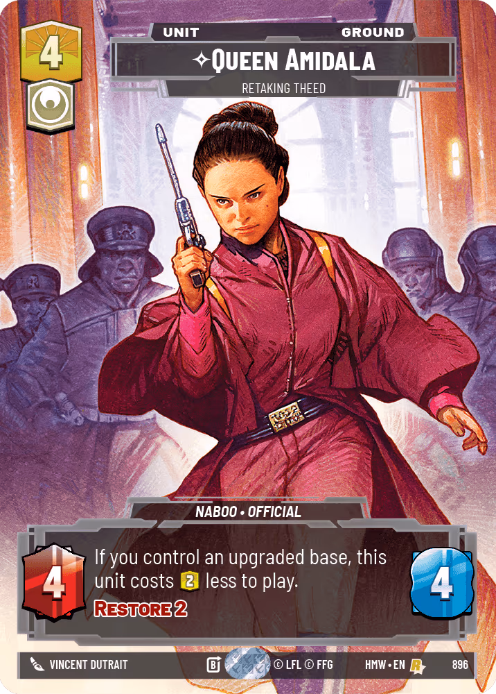 Queen Amidala - Retaking Theed HMW-896 Prestige Foil Star Wars Unlimited card