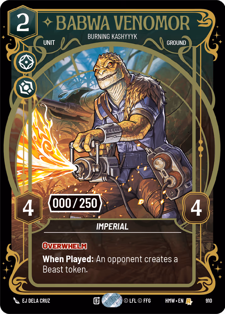 Babwa Venomor - Burning Kashyyyk HMW-910 Serialized Star Wars Unlimited card