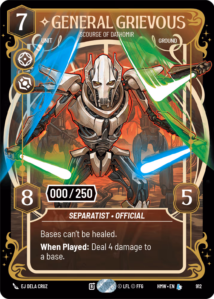 General Grievous - Scourge of Dathomir HMW-912 Serialized Star Wars Unlimited card