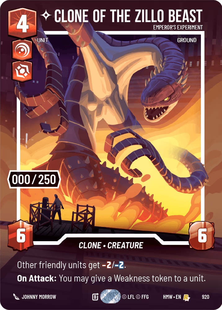 Clone of the Zillo Beast - Emperor's Experiment HMW-920 Serialized Star Wars Unlimited card