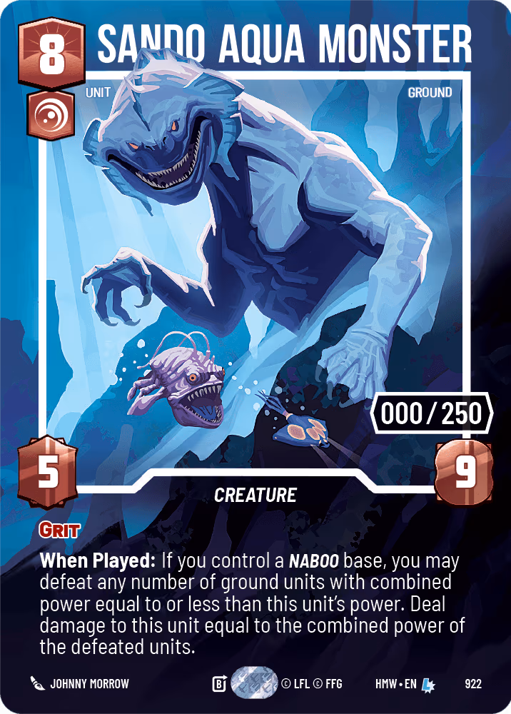Sando Aqua Monster HMW-922 Serialized Star Wars Unlimited card