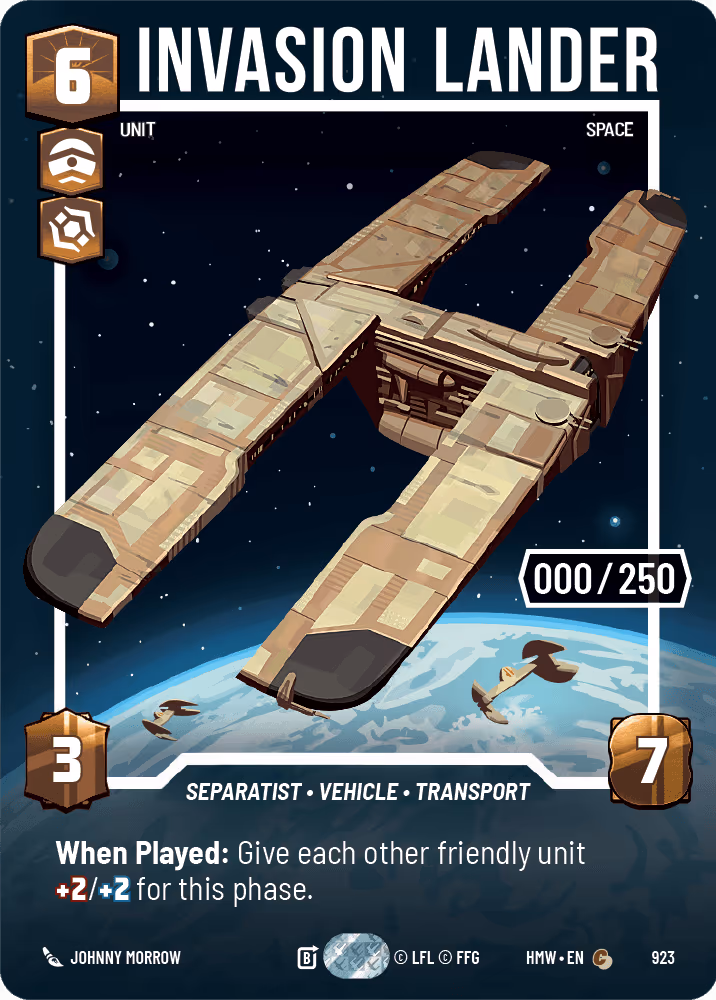 Invasion Lander HMW-923 Serialized Star Wars Unlimited card