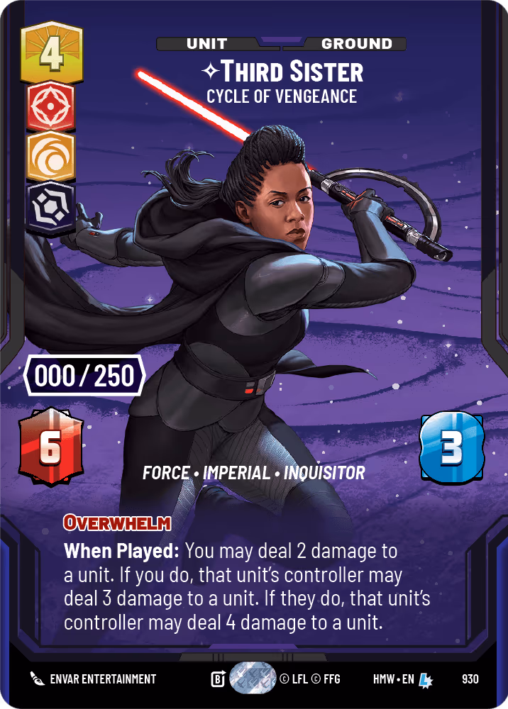 Third Sister - Cycle of Vengeance HMW-930 Serialized Star Wars Unlimited card