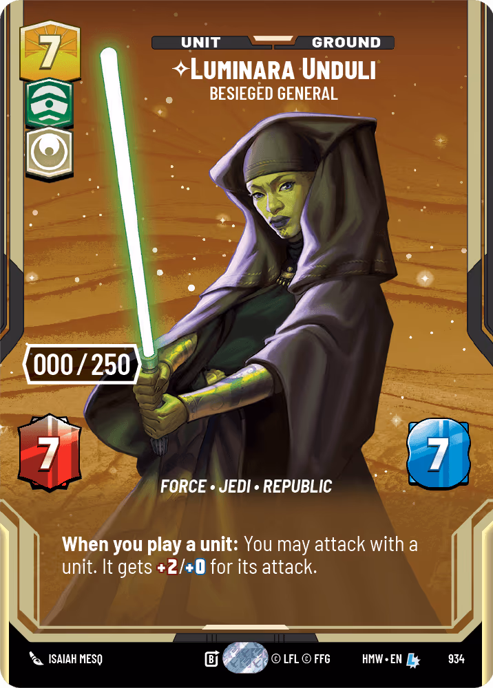 Luminara Unduli - Besieged General HMW-934 Serialized Star Wars Unlimited card