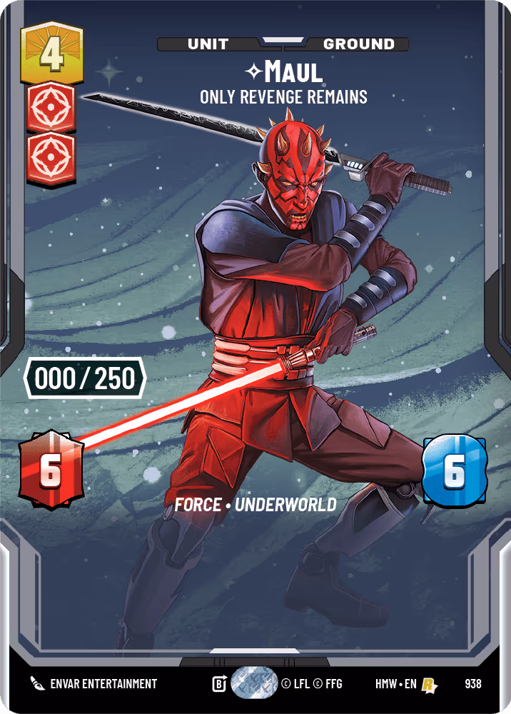 Maul - Only Revenge Remains HMW-938 Serialized Star Wars Unlimited card