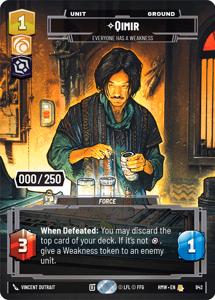 Qimir - Everyone Has a Weakness HMW-942 Serialized Star Wars Unlimited card