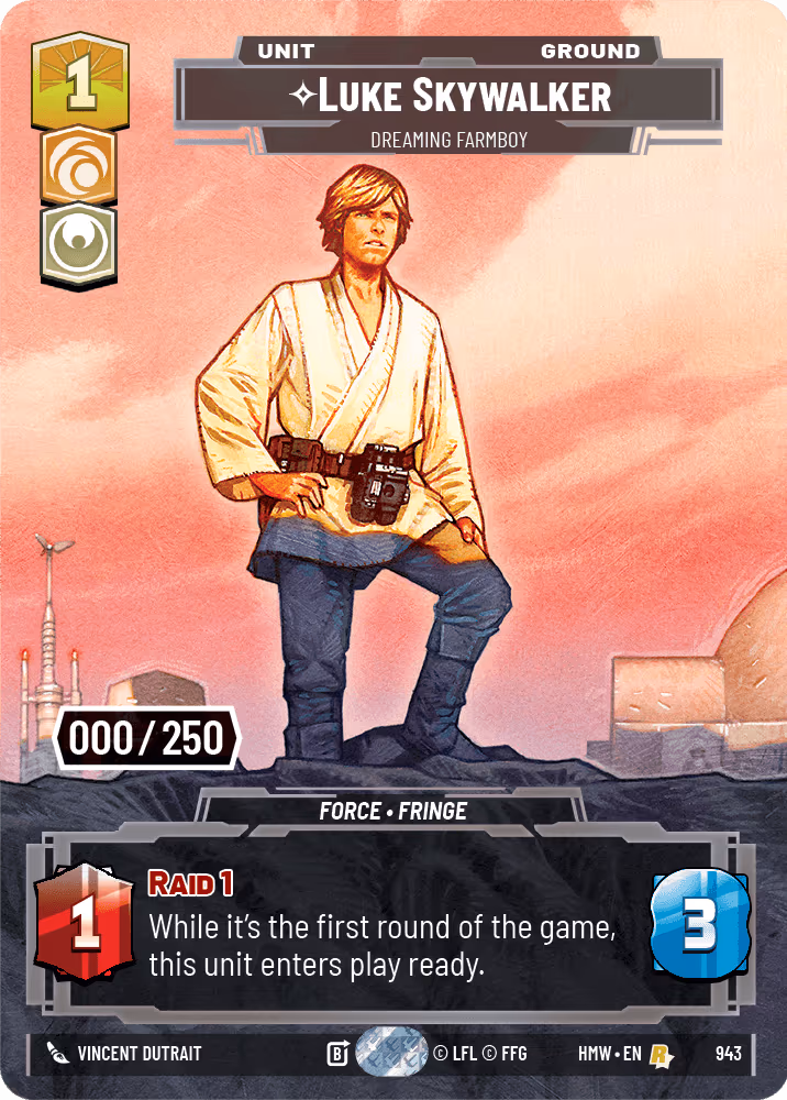 Luke Skywalker - Dreaming Farmboy HMW-943 Serialized Star Wars Unlimited card