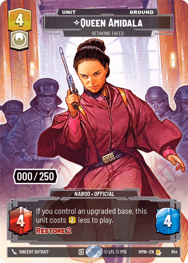 Queen Amidala - Retaking Theed HMW-944 Serialized Star Wars Unlimited card
