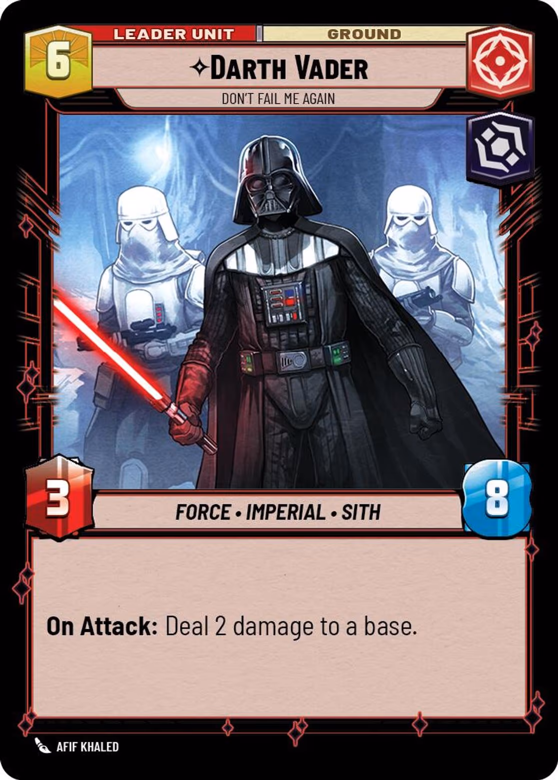 Darth Vader - Don't Fail Me Again IBH-53 Star Wars Unlimited card (back face)