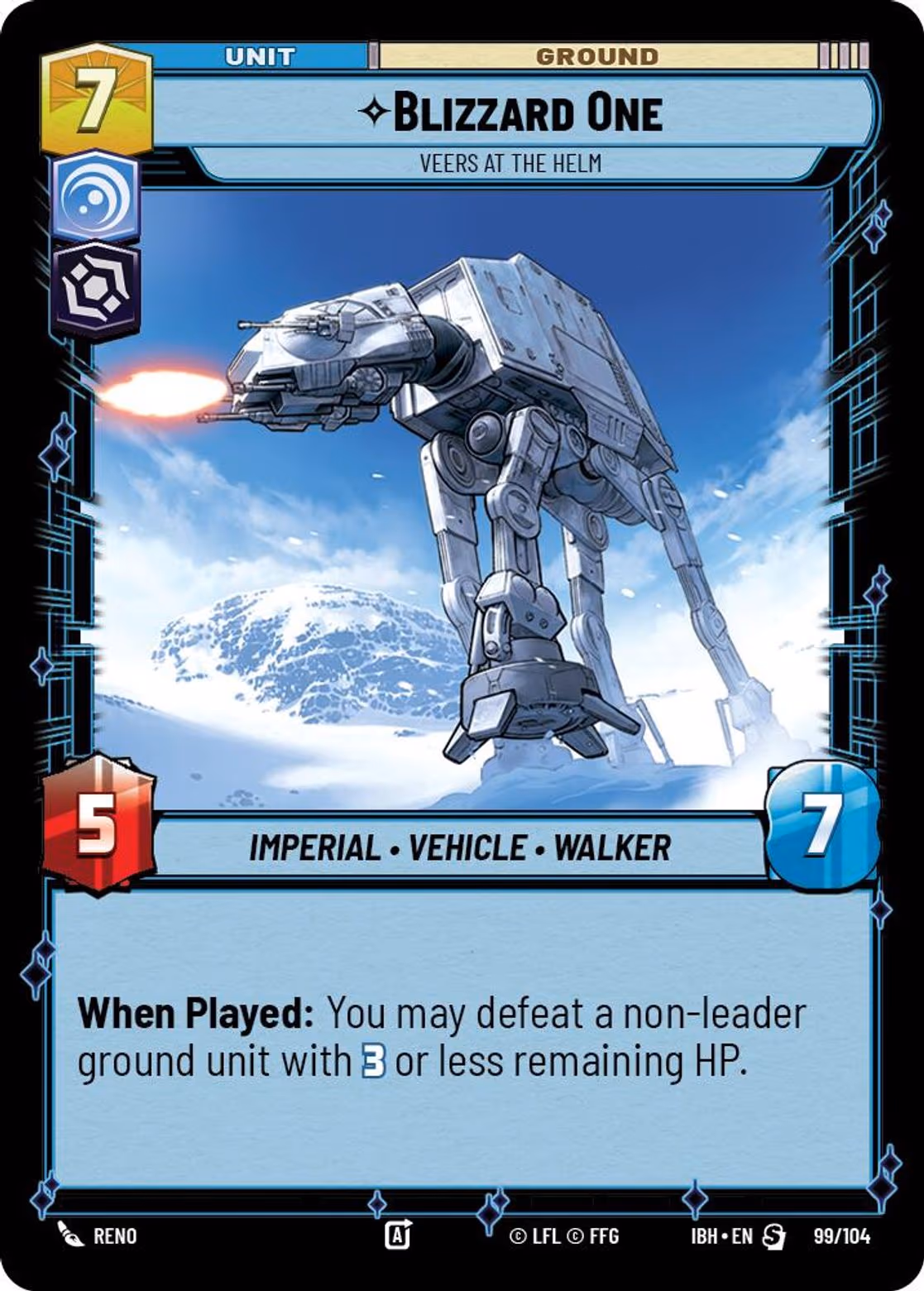 Blizzard One - Veers at the Helm IBH-99 Star Wars Unlimited card