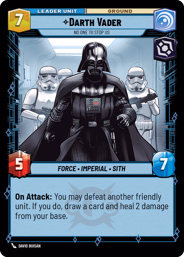Darth Vader - No One to Stop Us IC27-001 Star Wars Unlimited card (back face)