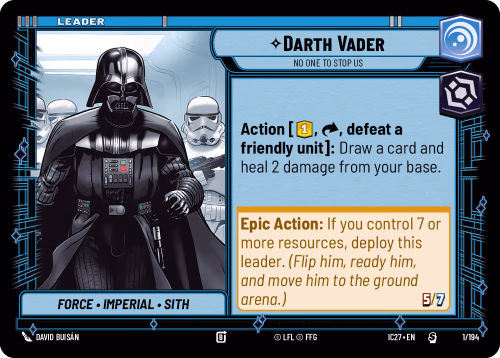 Darth Vader - No One to Stop Us Star Wars Unlimited card