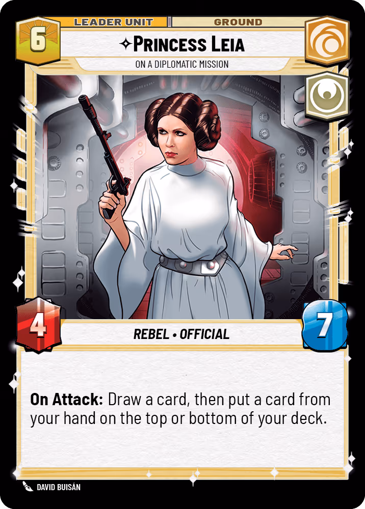 Princess Leia - On a Diplomatic Mission IC27-008 Star Wars Unlimited card (back face)