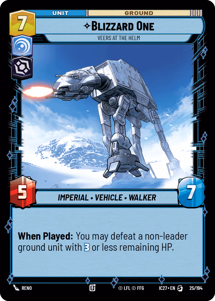 Blizzard One - Veers at the Helm Star Wars Unlimited card