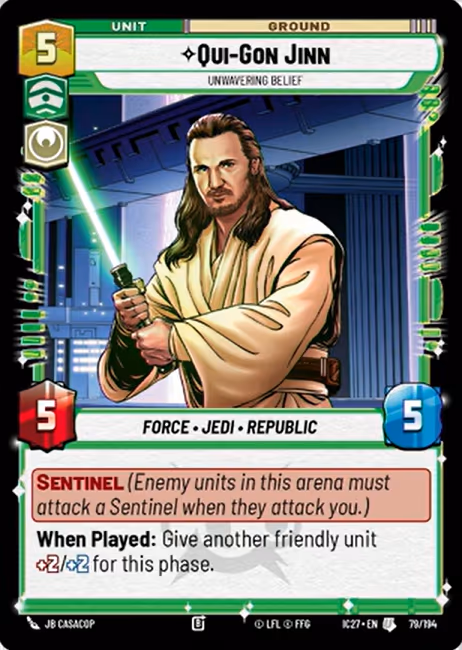 Qui-Gon Jinn - Unwavering Belief IC27-079 Star Wars Unlimited card