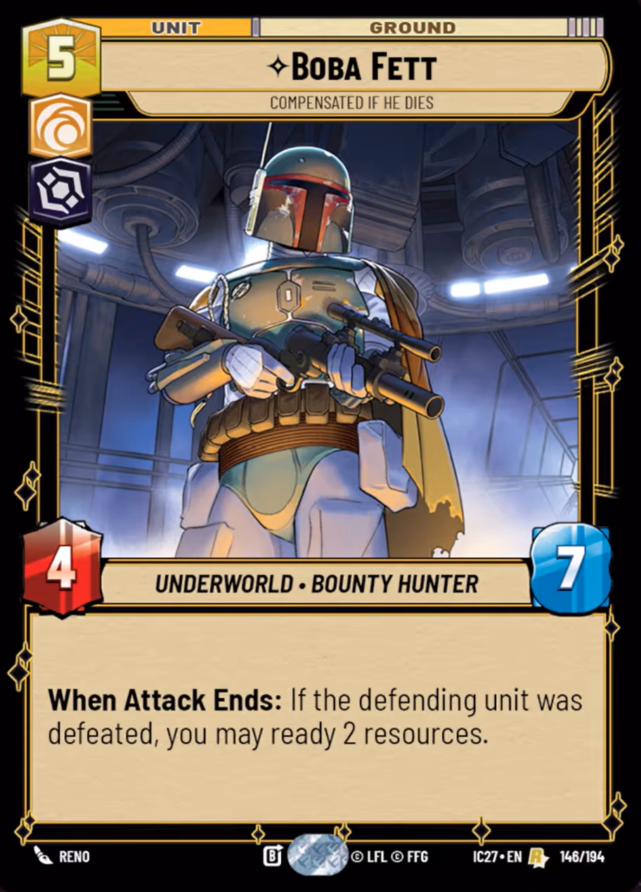 Boba Fett - Compensated if He Dies IC27-146 Star Wars Unlimited card