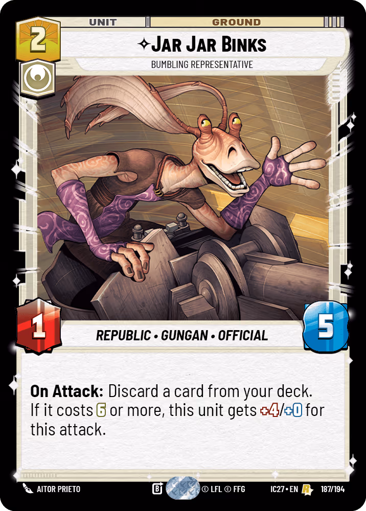 Jar Jar Binks - Bumbling Representative IC27-187 Star Wars Unlimited card