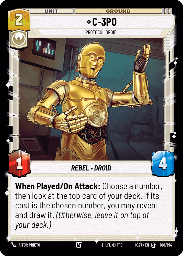 C-3P0 - Protocol Droid IC27-188 Star Wars Unlimited card